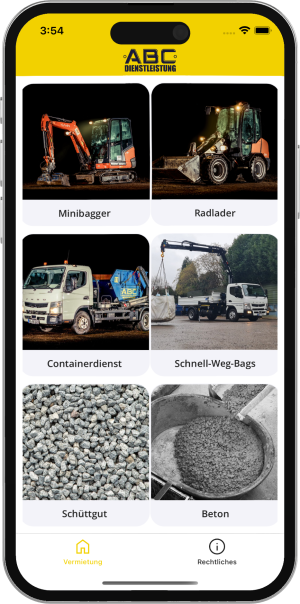 Die ABC Dienstleistung App auf einem iPhone